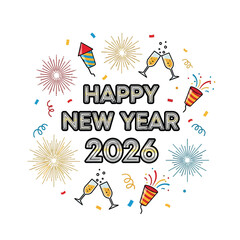 Aesthetic Happy New Year 2026 Celebration Graphic