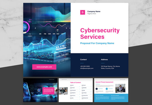 Blue And Pink Cyber Security Proposal