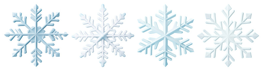 PNG Intricate icy snowflake designs, element set on transparent background