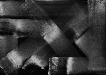 Abstract black white brush stroke texture background. Hand drawn grunge paint smudge graphic element.