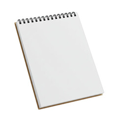 Blank Spiral Notebook Mockup on Transparent Background:  A Clean White Paper Pad with Brown Cardboard Cover, Ideal for Branding and Design Projects