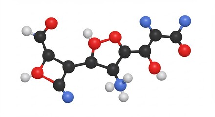 Vividly rendered 3D model showcasing the detailed molecular structure of a complex organic compound impressively illustrating its intricate atomic bonds