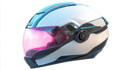 futuristic bicycle helmet kawaii design on white background