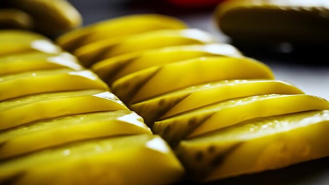Yellow mango slices arranged in a pattern