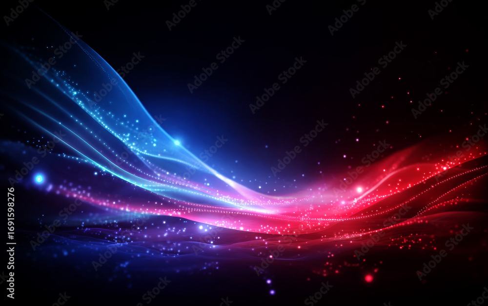 Poster vibrant and dynamic abstract light wave pattern with colorful streaks
