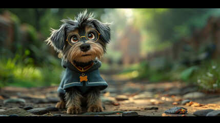 yorkshire terrier on the street