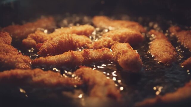 fried chicken fingers in oil