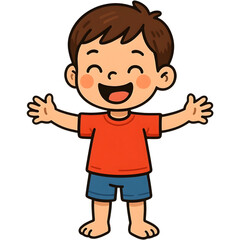 Happy Cheerful Little Boy Illustration