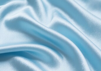 Close-Up of Blue pastel Satin Fabric with Shiny Elegant Texture and Smooth Waves for Luxury and Premium Background Design