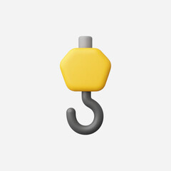 3d Realistic Crane Lifting Hook icon vector Illustration