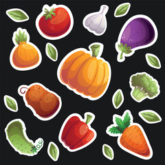 These vibrant vegetable stickers are ideal for enhancing foodrelated designs and various projects