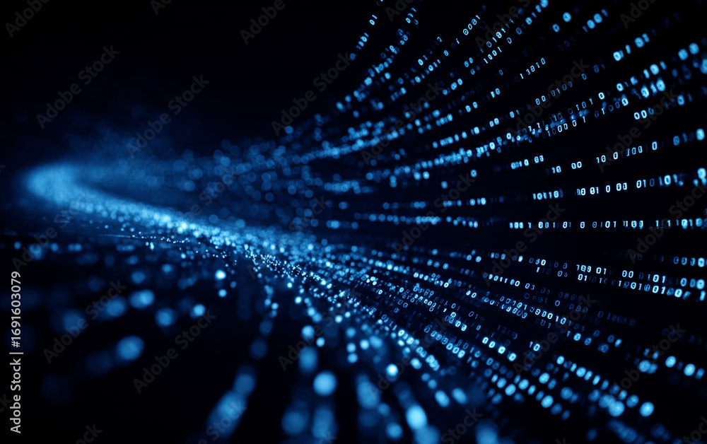 Aufkleber digital data stream representing modern technology and information flow