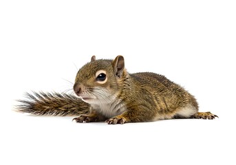 Obraz premium Adorable squirrel lying down isolated on white background