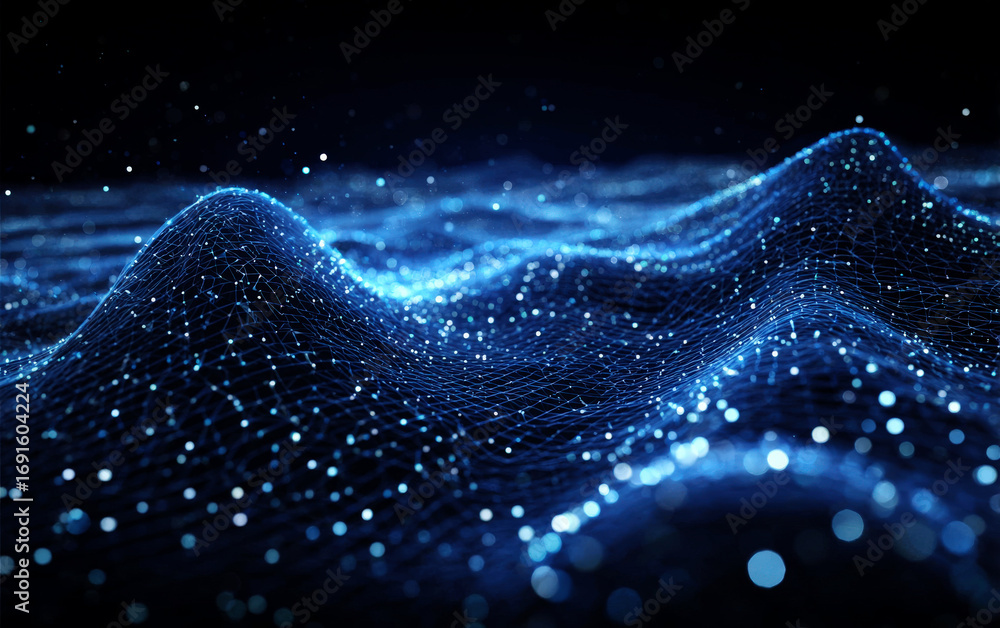 Aufkleber abstract digital wave with glowing particles representing technology