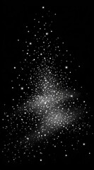 A dense cloud of sparkling dust or glitter particles against a solid black background, suggesting a magical or ethereal effect with varying light intensities
