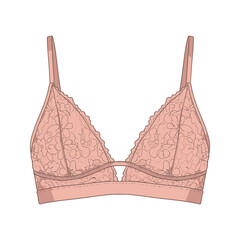 Floral Lace Triangle Bralette Lingerie Delicate Pink Adjustable Straps Comfortable Fit