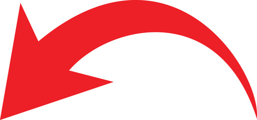 Curved red arrow pointing down and left symbol © ZahangirEasy