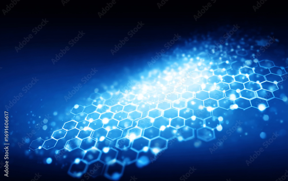 Aufkleber abstract blue hexagonal pattern representing modern technology