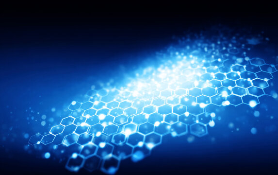 Abstract blue hexagonal pattern representing modern technology - Powered by Adobe