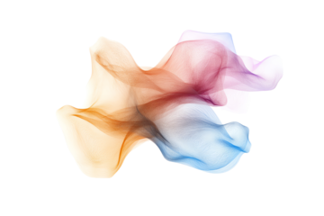 Abstract colorful smoke waves flowing on a transparent background.