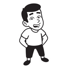 Handsome Man Black and White Illustration Vector Image Male Portrait Fashion Sketch Line Art Design	