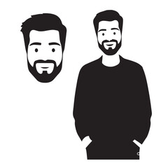 Handsome Man Black and White Illustration Vector Image Male Portrait Fashion Sketch Line Art Design	