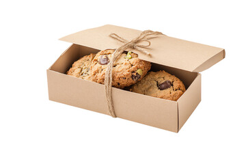 Delicious homemade cookies in a rustic box with twine, perfect for gifting or sharing.