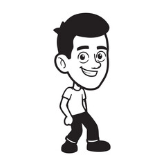 Handsome Man Black and White Illustration Vector Image Male Portrait Fashion Sketch Line Art Design	