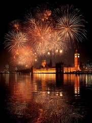 Fototapeta premium fireworks over the river