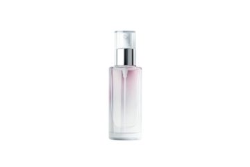 Elegant cosmetic bottle with a sleek design, isolated on a white background for beauty product promotion.