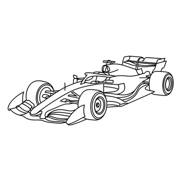 A F1 car illustration vector style coloring page