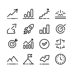 Growth and Success Icons, Business Analytics Symbols