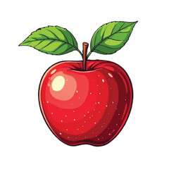 Fresh and Shiny Red Apple on White Background