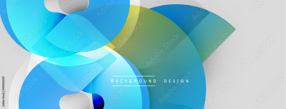 Poster abstract fluid shapes overlap, creating vibrant blue, green gradients. modern design with subtle gra
