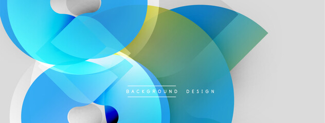 Obraz premium Abstract fluid shapes overlap, creating vibrant blue, green gradients. Modern design with subtle gray accents. Minimalist background texture present.