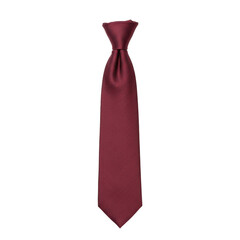 Elegant maroon necktie with subtle texture, knotted and isolated, isolated on white background