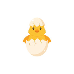 Adorable Yellow Chick Hatching from a Cracked Eggshell