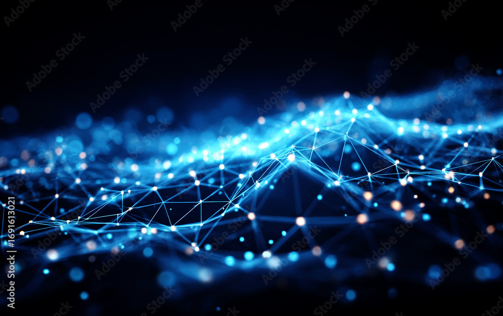 Aufkleber abstract network connections representing digital technology and data flow