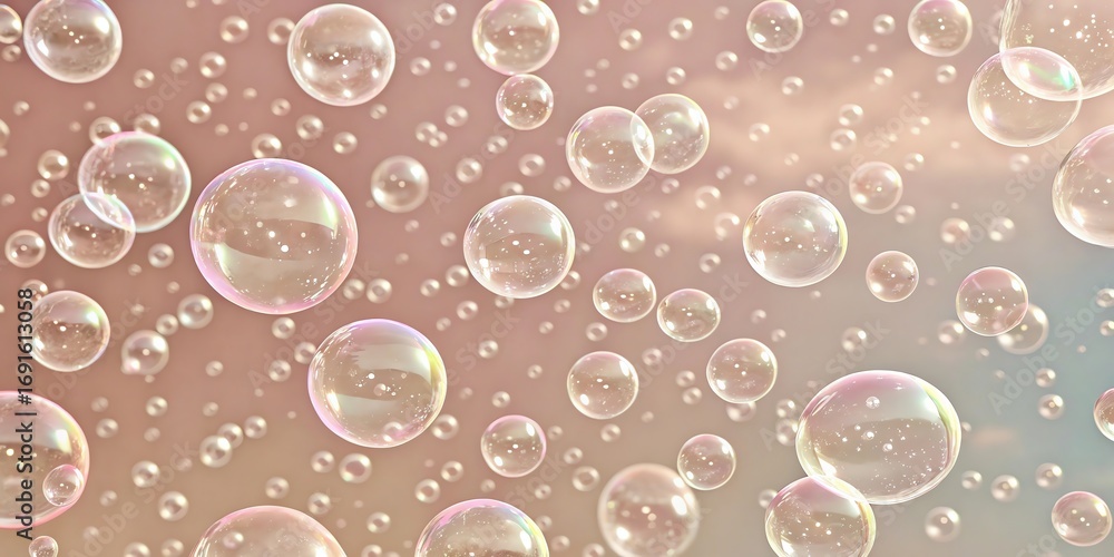 Aufkleber close up macro view of many small and large water droplets on a textured surface with soft light ref