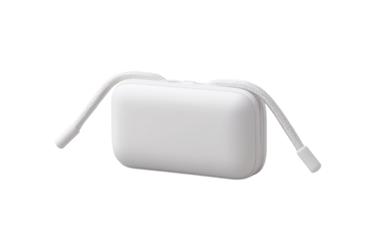 Modern white tech gadget with sleek design, isolated on a white background.