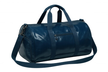 Naklejka premium Studio shot of a stylish blue sports bag, ideal for gym, travel, or sports activities, isolated on a transparent background