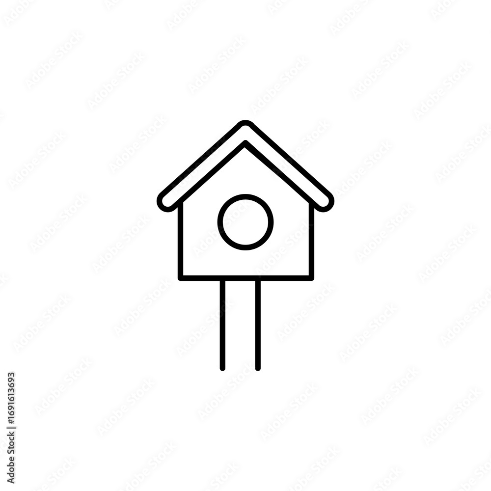 Aufkleber bird house icon simple vector flat black linear illustration for web and app..eps
