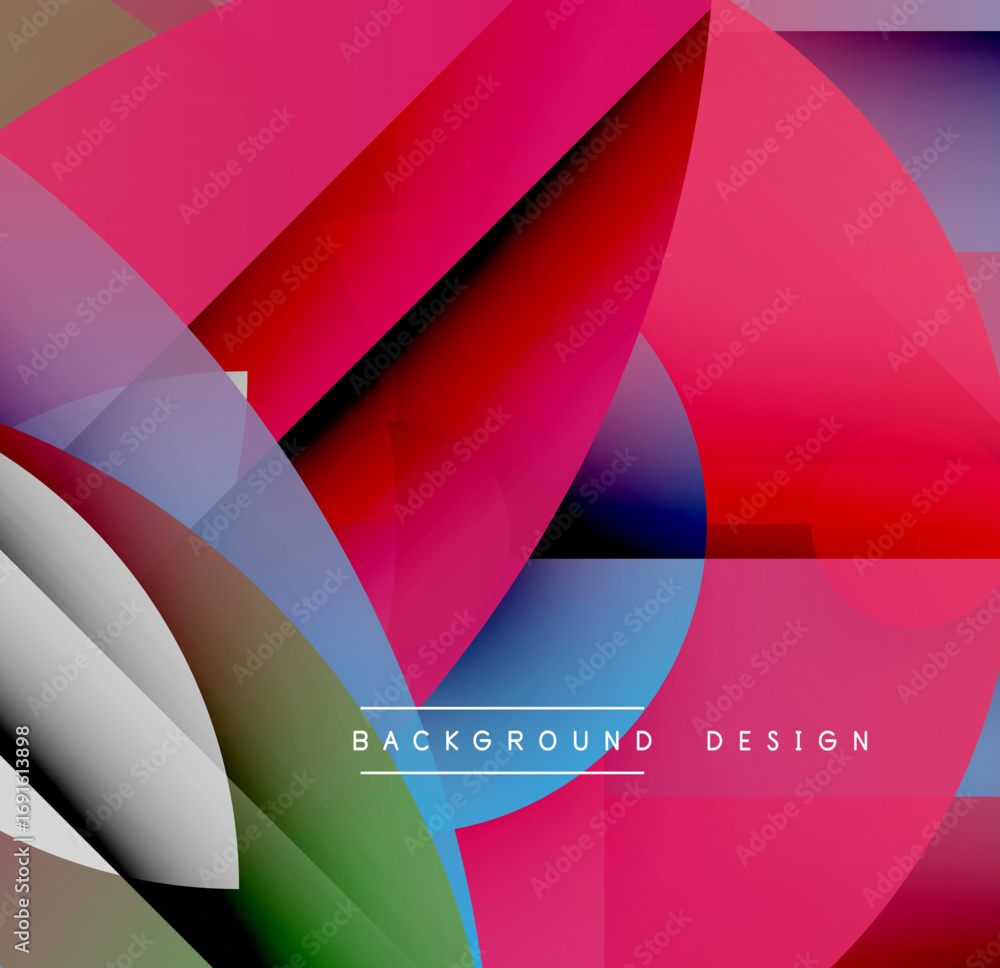 Aufkleber abstract geometric shapes overlap, creating vibrant color gradients. dynamic composition suggests mo