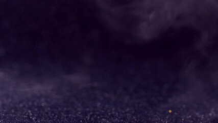 Acrylic mist. Smoke cloud. Defocused haze texture ink sparkling water purple flow pigment moving on abstract dark black background. - Powered by Adobe