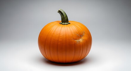 Obraz premium Vibrant Orange Pumpkin Isolated on White Background, Perfect for Autumn Celebrations and Seasonal Food Photography Projects