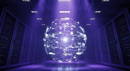 Abstract Data Sphere in Server Room.