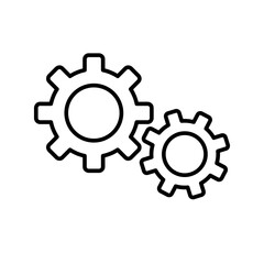 Settings cogwheel icon or machine work,vector flat black cog wheel trendy style illustration for web and app..eps