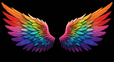 Fototapeta premium Ethereal Wings: A Rainbow Spiritual Painting