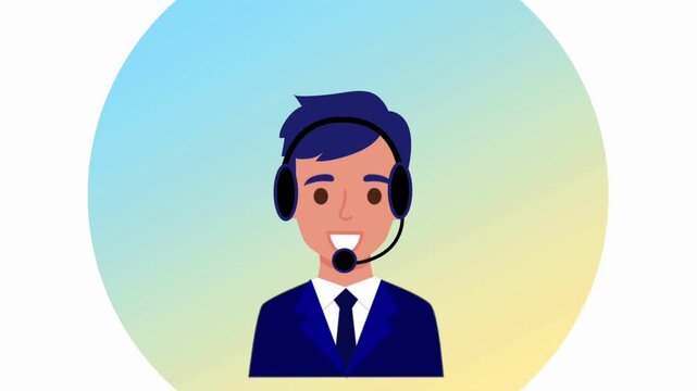 Flat vector illustration of female call center support agents wearing headsets, representing customer service, help desk, or technical support
