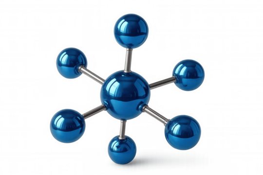 Rotating blue molecular structure in digital 3d rendering, showcasing scientific design against transparent background